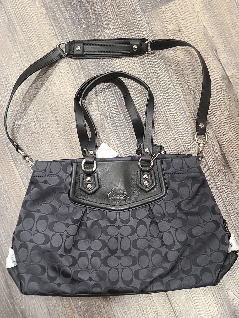 Coach Ashley Signature Tote with Leather Trim and Detachable Crossbody Strap